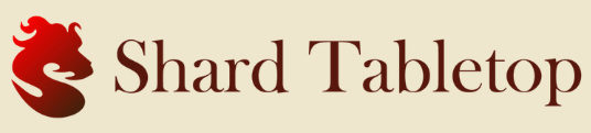 The Shard Tabletop name and logo. The logo is a red dragon in the shape of an S